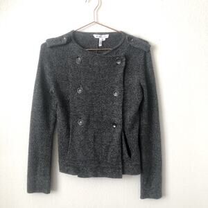 BCBGeneration double breasted heather charcoal  gray sweater cardigan wool blend